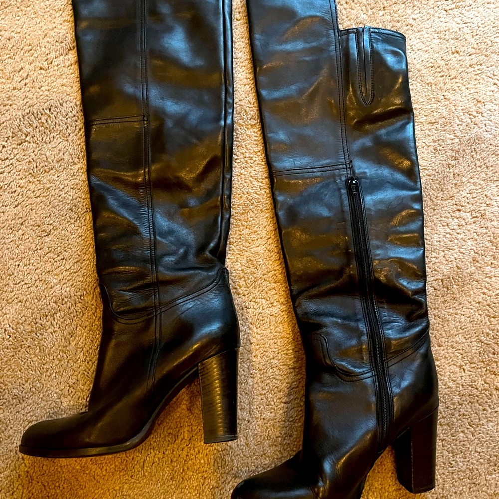 LEATHER knee high boots from Saks Fifth Avenue